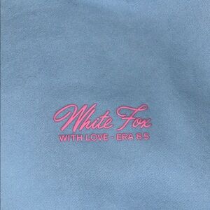 White Fox Boutique Blue Sweatshirt with Pink Logo